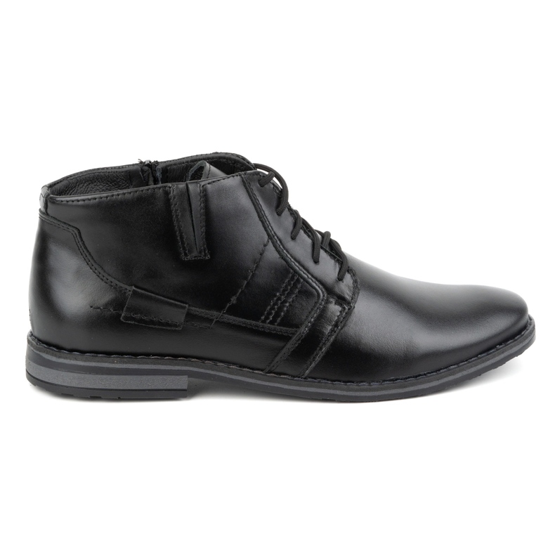 Olivier Botins masculinos de couro, atacadores baixos, 902KZ, pretos