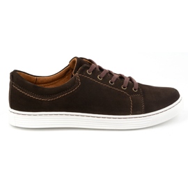 Olivier Sapatos casuais masculinos de couro 946MA, veludo marrom