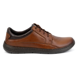 Olivier Sapatos masculinos de couro com atacadores 077KZ castanho marrom