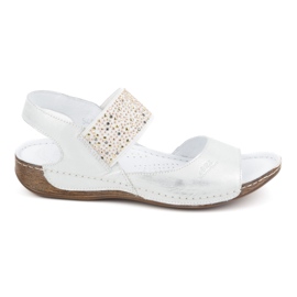 Olivier Sandálias femininas de couro com elástico 0546, prata