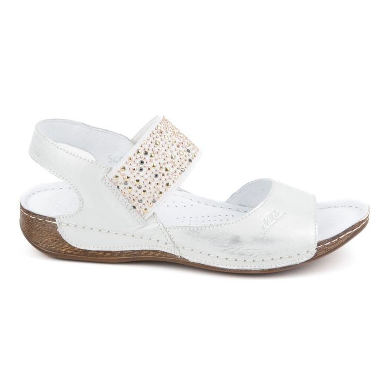 Olivier Sandálias femininas de couro com elástico 0546, prata Olivier Sandálias femininas de couro com elástico 0546, prata