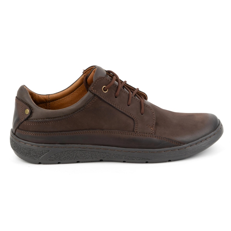 Olivier Sapatos masculinos de couro com atacadores 077KZ marrom escuro castanho