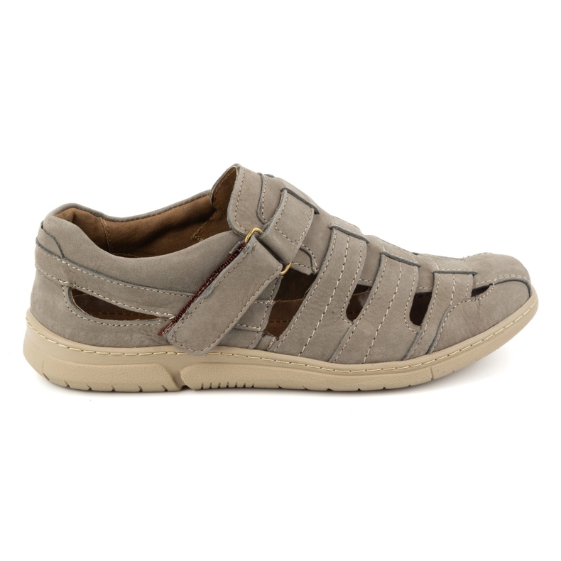 KOMODO Sapatos masculinos, couro, sapatos arejados de velcro 931K, verde oliva