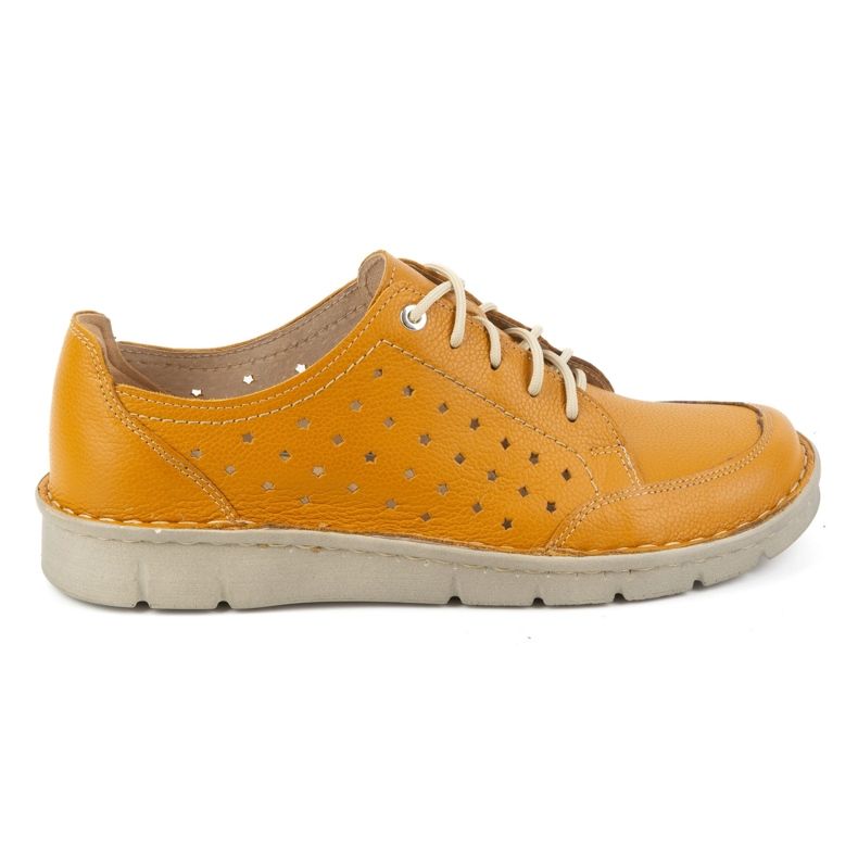 Kampol Sapatos femininos de couro 403/83 laranja