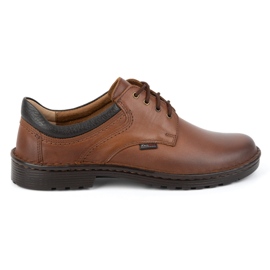 Kampol Sapatos casuais masculinos de couro 11/C1 castanhos marrom