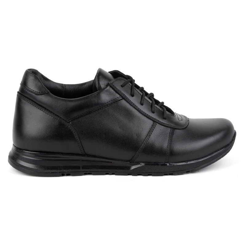 Olivier Sapatos masculinos de couro com cadarço Sport Style 408KZ + 3 cm, preto