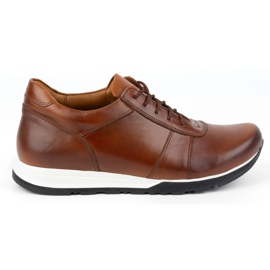 Olivier Sapatos masculinos de couro com atacadores Sport Style 408KZ + 3 cm castanho marrom