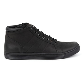 Olivier Botins masculinos de couro com cadarço 311KZ pretos