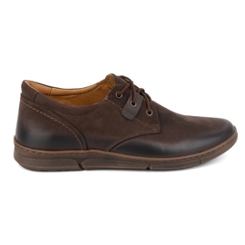 Olivier Sapatos masculinos crescentes casuais de couro com cadarço 237KZ + 2,5 cm marrom