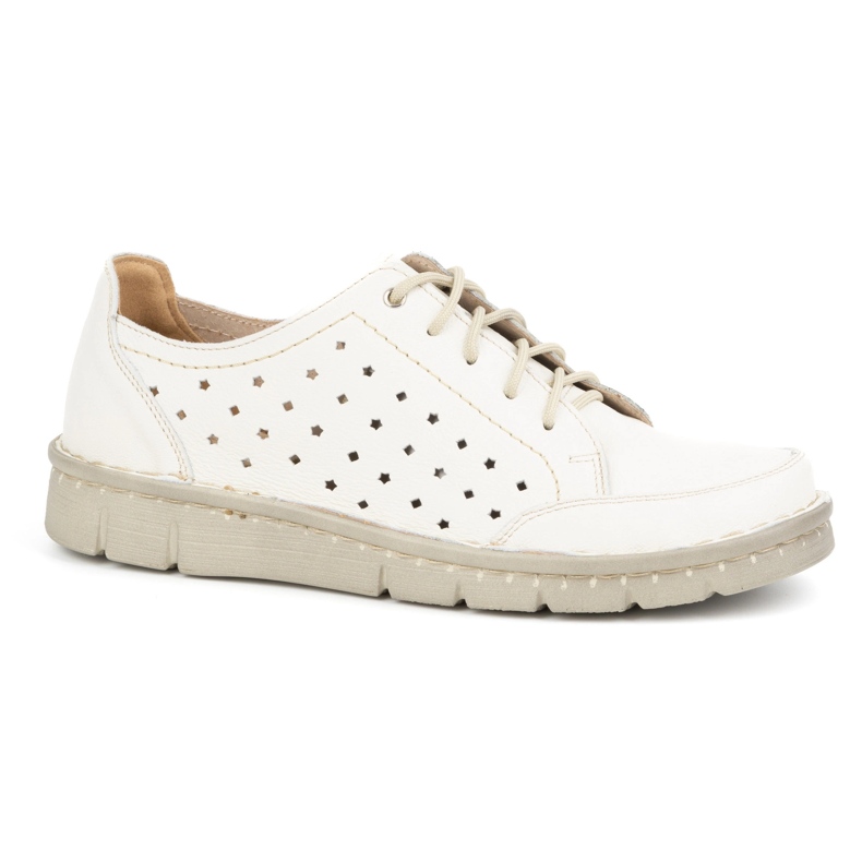 Kampol Sapatos femininos de couro perfurado 403/19 cru multicolorido