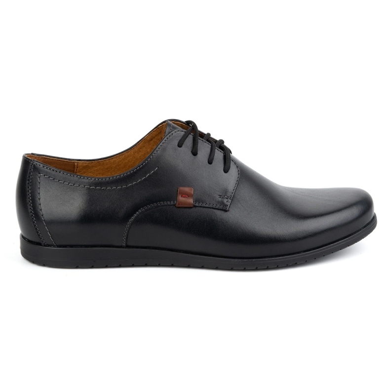 Sapatos de couro masculinos elegantes KAMPOL modelo 326 pretos
