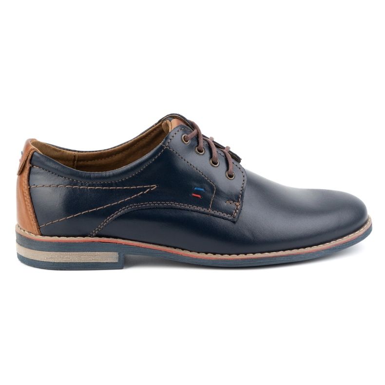 KOMODO Sapatos masculinos elegantes de couro 825K, azul marinho
