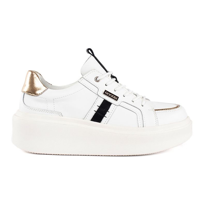 Tênis plataforma branco de couro