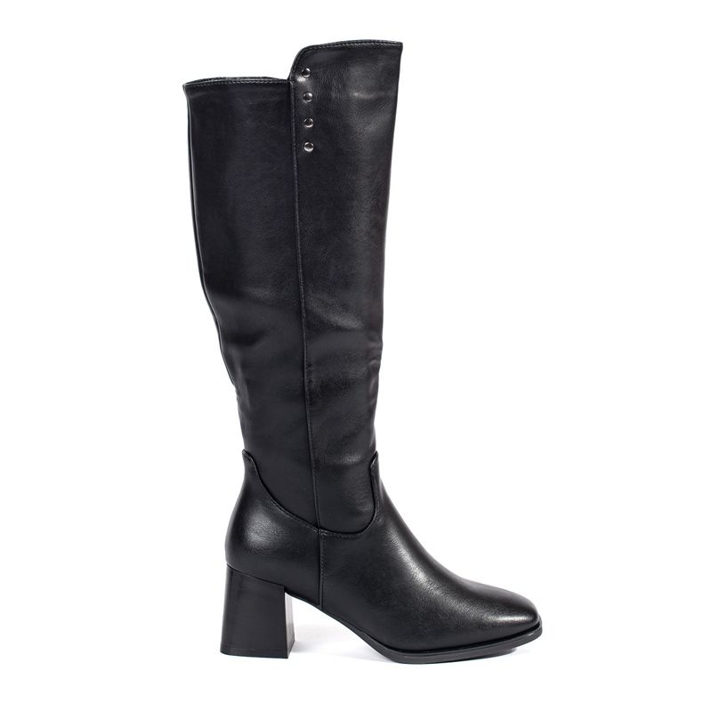 Botas de salto alto em camurça preta preto