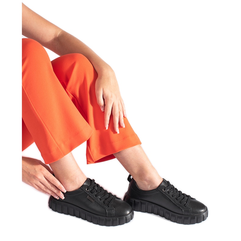 Sapatos plataforma de couro preto