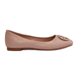 Sapatos de bailarina femininos com decoração de couro ecológico Rhodike bege