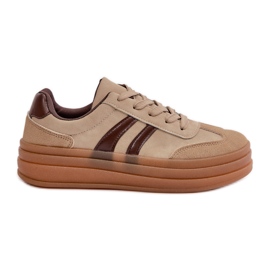 Tênis feminino com plataforma marrom Nesonice
