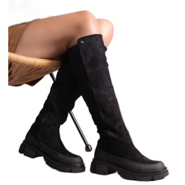 Botas pretas com salto enorme, Lily of the Valley preto