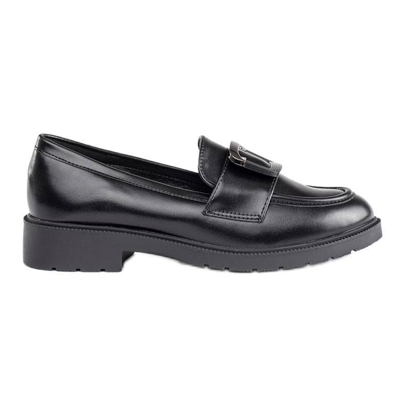 Goodin Mocassins femininos negros com fivela preto