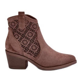 Botas de cowboy perfuradas com zíper Eco Camurça Marrom S.Barski HY42-944