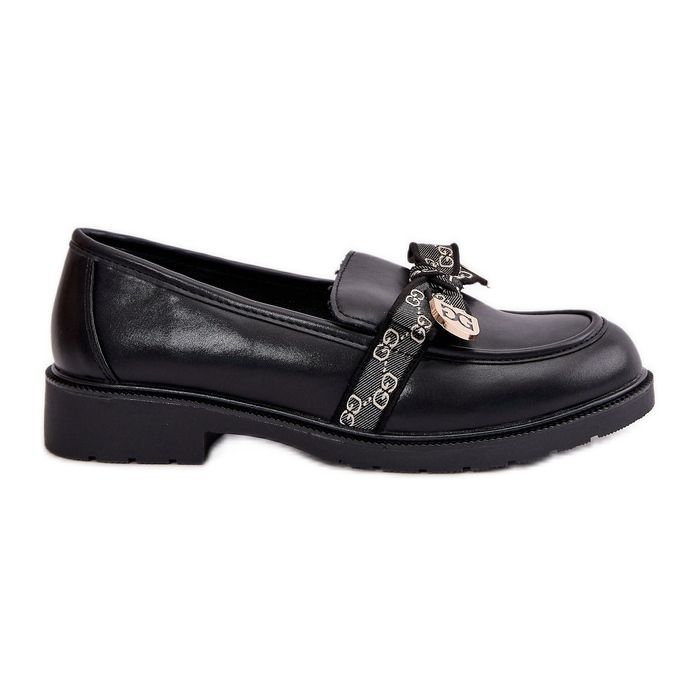 Mocassins femininos com laço S.Barski HY42-331 pretos