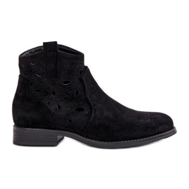 Botas femininas abertas com zíper pretas S.Barski HY42-081 preto