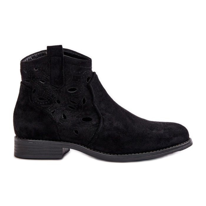 Botas femininas abertas com zíper pretas S.Barski HY42-081 preto