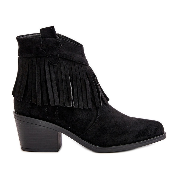 Botas Cowboy Femininas Com Zíper Eco Camurça Preta S.Barski HY42-127 preto