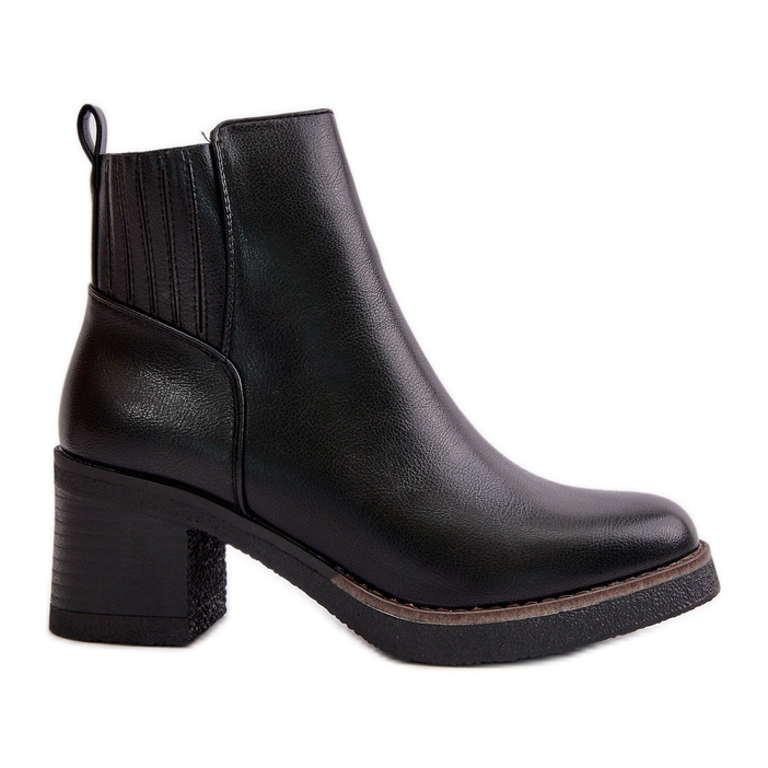 Botas femininas isoladas com salto alto couro ecológico preto Irittes preto