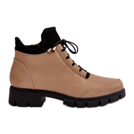 Botas baixas femininas com isolamento em couro ecológico, Bege Erisabelle Botas baixas femininas com isolamento em couro ecológico, Bege Erisabelle