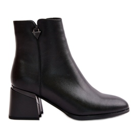 Botas femininas elegantes e isoladas em couro natural, pretas Vinceza 77106 preto