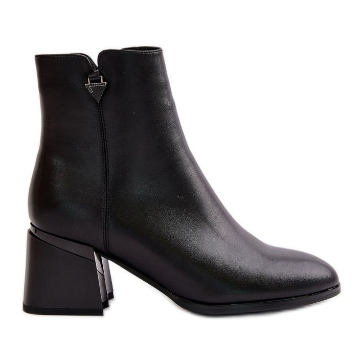 Botas femininas elegantes e isoladas em couro natural, pretas Vinceza 77106 preto