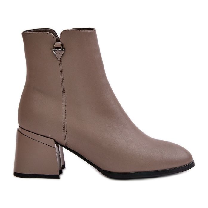Botas femininas elegantes e isoladas em couro natural, bege Vinceza 77106