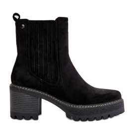 Botas femininas de salto alto em camurça ecológica, pretas quentes Nevitas preto Botas femininas de salto alto em camurça ecológica, pretas quentes Nevitas preto