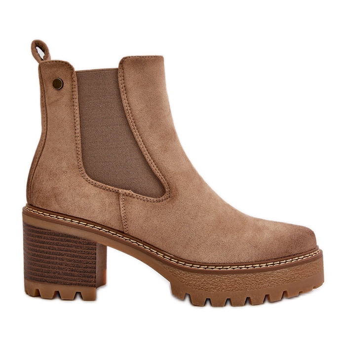 Botas femininas isoladas com salto alto Eco Camurça Bege Irissinae