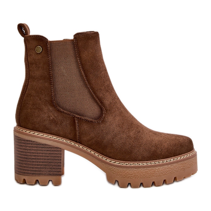 Botas femininas isoladas com salto alto Eco Camurça Marrom Irissinae castanho Botas femininas isoladas com salto alto Eco Camurça Marrom Irissinae castanho