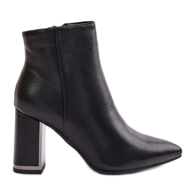 Botins femininos de salto alto, fechados com zíper, couro ecológico isolado, Mevair preto