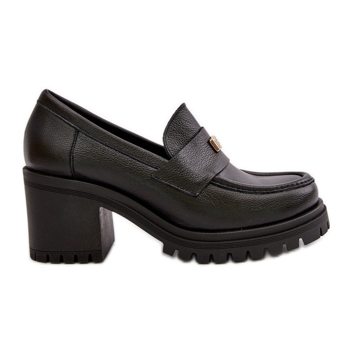 Zazoo 20168 sapatos femininos elegantes de salto alto, couro natural, preto