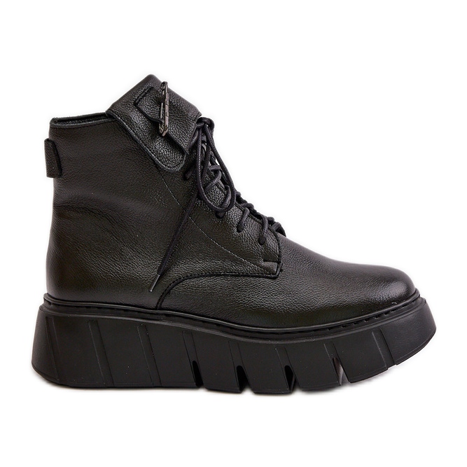 Zazoo 60511 Botas femininas de couro na plataforma aquecida, pretas preto