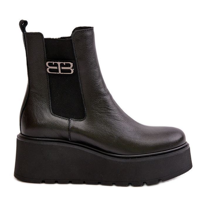 Zazoo 60498 Botas Chelsea femininas na plataforma e cunhas, pretas preto