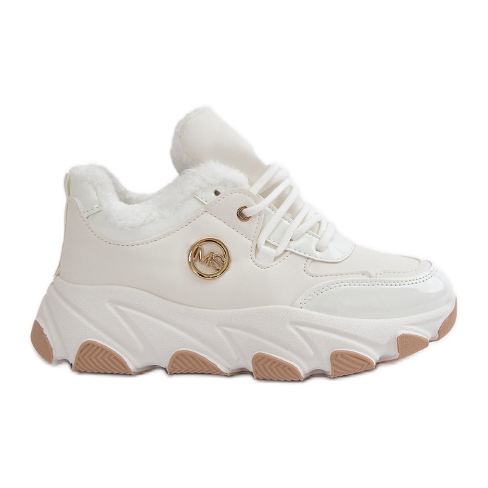 Calçado esportivo feminino com cadarço isolado na plataforma, Verioras branco