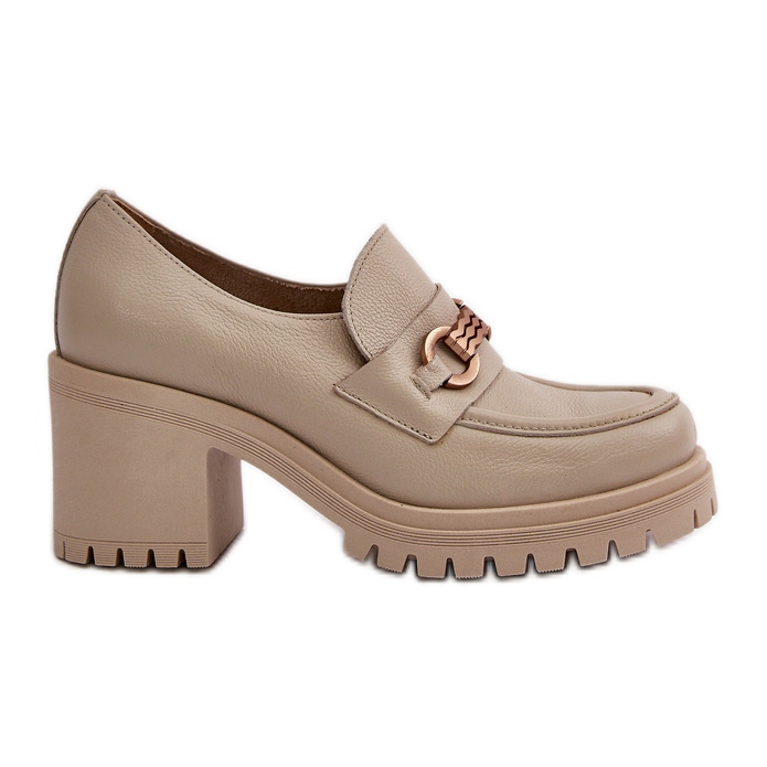 Zazoo 20175 sapatos femininos de salto alto, couro natural, bege claro