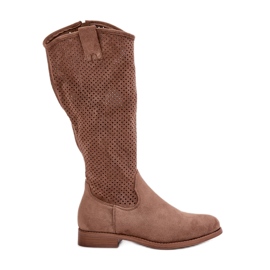 Botas femininas perfuradas marrons S.Barski HY42-139 marrom