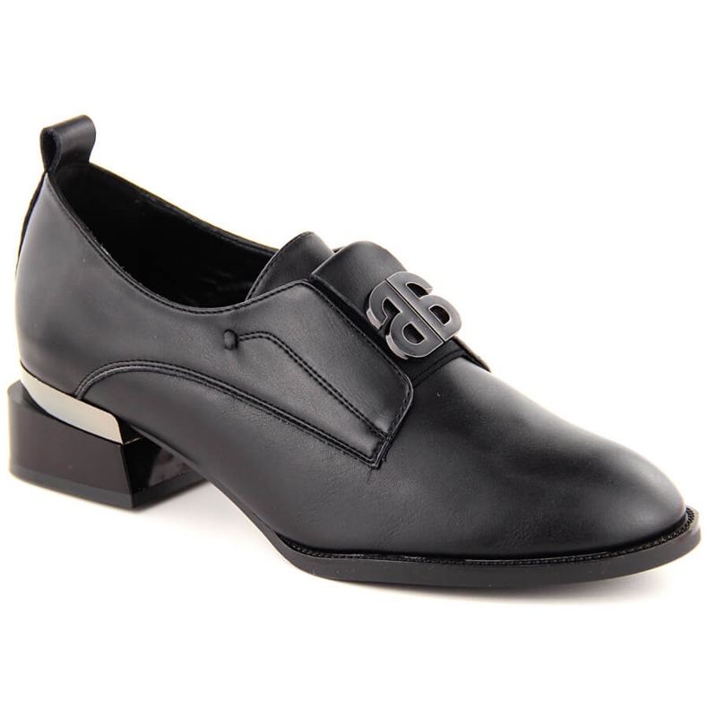 Sapatos femininos de couro com salto alto preto Vinceza 25-58349