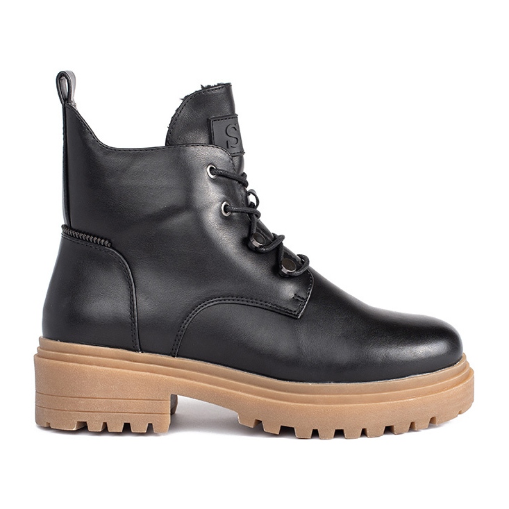 Botins pretos com cadarço e sola bege de Sergio Leone