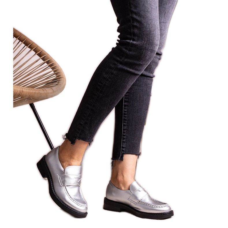 Mocassins Élodie elegantes prateados prata