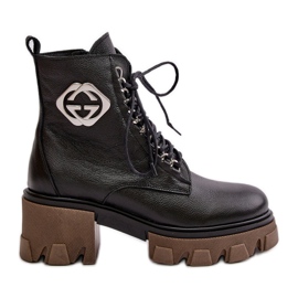 Zazoo 60376 Botas com zíper isolado em couro, pretas preto