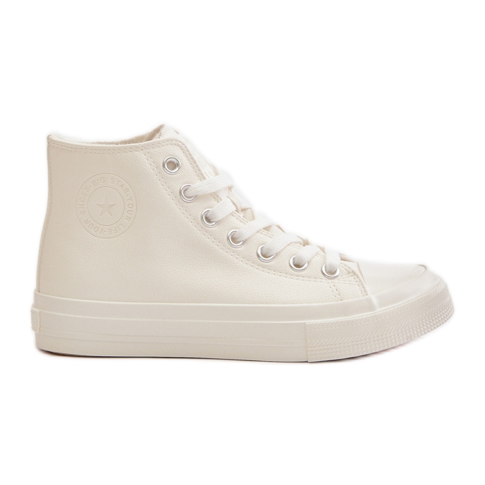 Tênis feminino isolado feito de couro ecológico branco Big Star OO274932