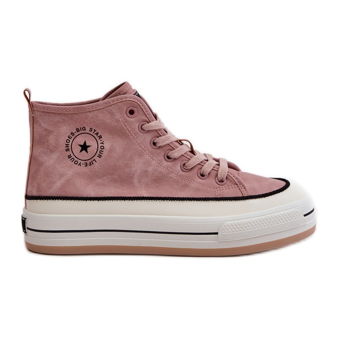 Tênis feminino isolado com plataforma de couro ecológico Big Star OO274068 rosa