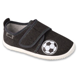 Chinelos infantis Befado com velcro, aplicação de bola 902Y042, preto
